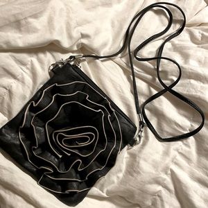 Black Ruffled Flower purse